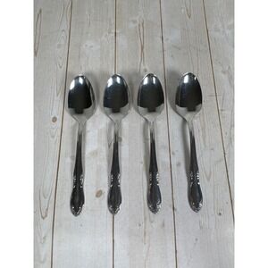 Lot 4 Oneida Mansfield Teaspoons 6" Stainless Floral Replacement‎